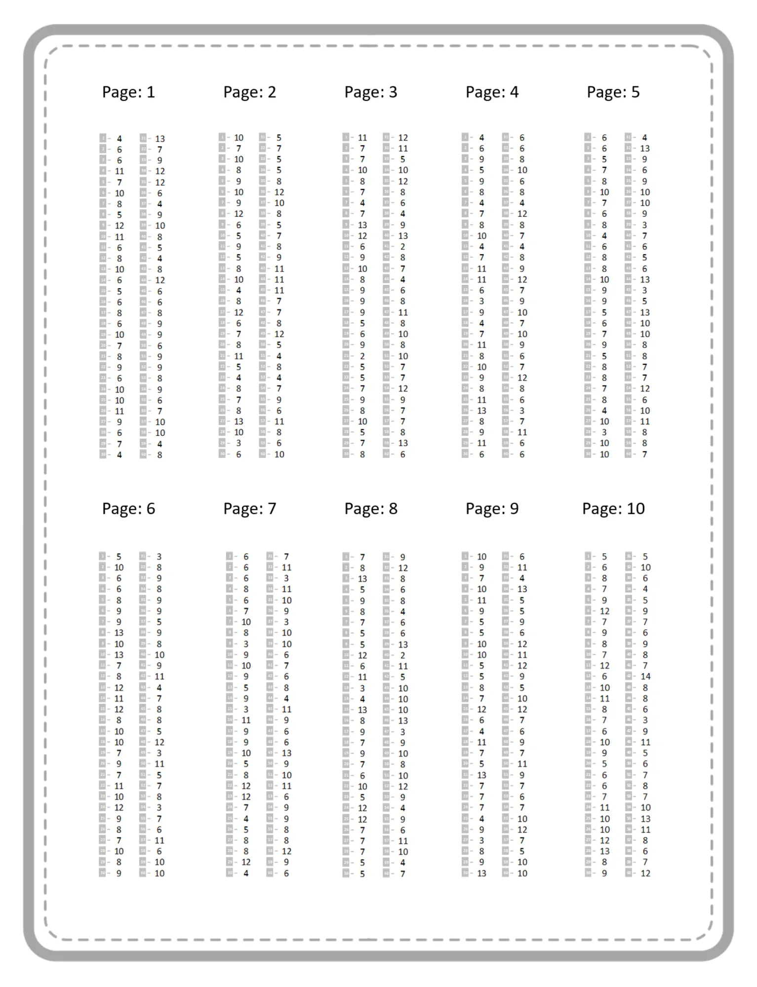 Addition - Sample solution page